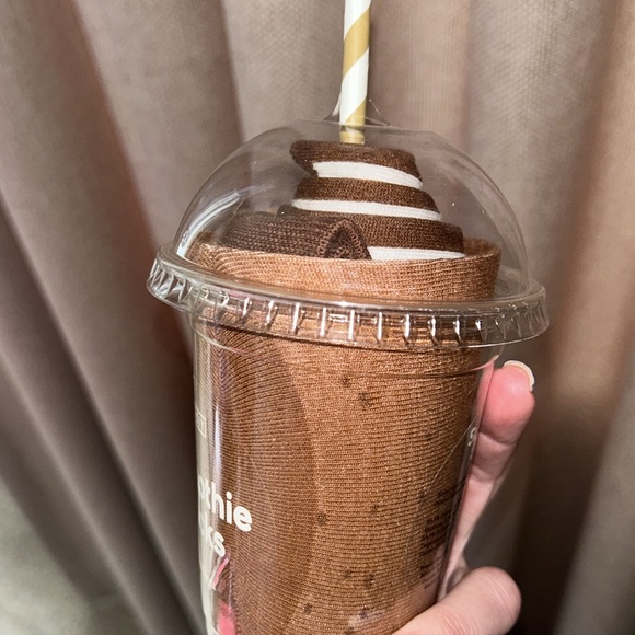 Eat my socks - smoothie socks - brown and white stripe long retro socks NWT - Picture 7 of 7